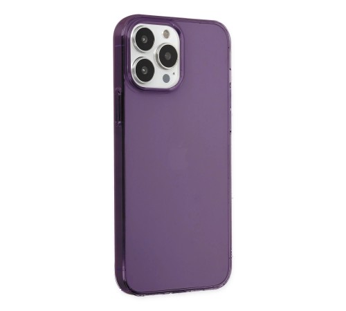 iPhone 14 Pro Kılıf Pc Sert Şeffaf Kapak - Mor
