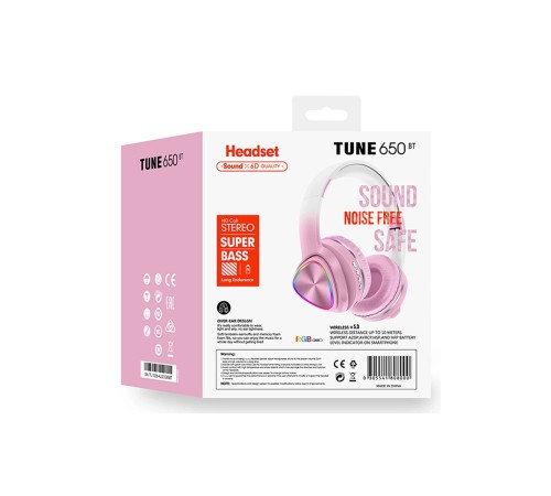 Karler Bass Tune 650 BT RGB Kablosuz Kafaüstü Kulaklık - Pembe Karler Bass Tune 650 BT RGB Kablosuz Kafaüstü Kulaklık - Pembe