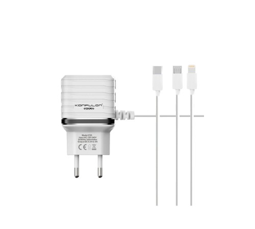 Konfulon C33 Hızlı Şarj Cihazı 3in1 (Dahili Lightning Kablo iphone Uyumlulu) Konfulon C33 Hızlı Şarj Cihazı 3in1 (Dahili Lightning Kablo iphone Uyumlulu)