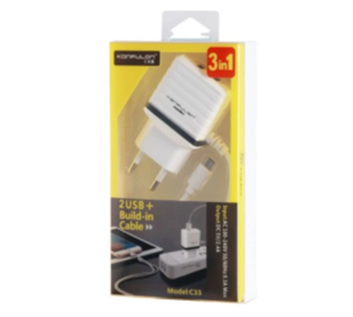 Konfulon C33 Hızlı Şarj Cihazı 3in1 (Dahili Lightning Kablo iphone Uyumlulu) Konfulon C33 Hızlı Şarj Cihazı 3in1 (Dahili Lightning Kablo iphone Uyumlulu)