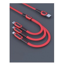Konfulon DC19 3in1 USB Kablo 1.3M 3A - Kırmızı