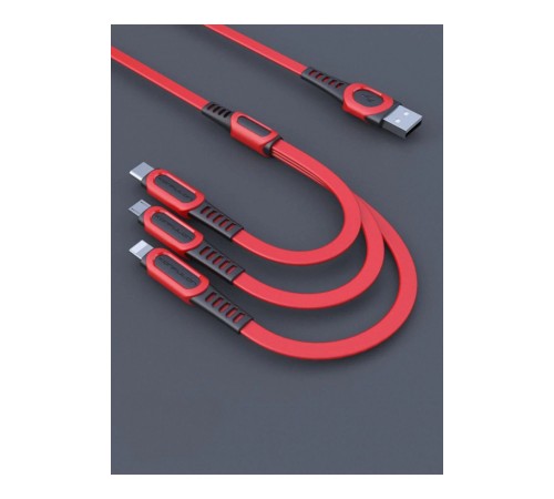 Konfulon DC19 3in1 USB Kablo 1.3M 3A - Kırmızı Konfulon DC19 3in1 USB Kablo 1.3M 3A - Kırmızı