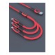 Konfulon DC19 3in1 USB Kablo 1.3M 3A - Kırmızı