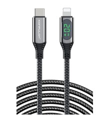 Konfulon DC41 Type-C to Lightning 1M Örgü 20W Hızlı Şarj Kablo - Siyah