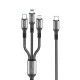 Konfulon DC62 3in1 Type-C to 60W Type-C / 12W Lightning / 15W Micro 1.2M Hızlı Şarj Kablo - Siyah