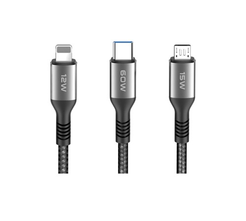 Konfulon DC62 3in1 Type-C to 60W Type-C / 12W Lightning / 15W Micro 1.2M Hızlı Şarj Kablo - Siyah Konfulon DC62 3in1 Type-C to 60W Type-C / 12W Lightning / 15W Micro 1.2M Hızlı Şarj Kablo - Siyah