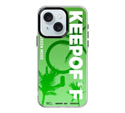 Keep Off iPhone 15 Summer Travel Magsafe Kapak - Green Mood Keep Off iPhone 15 Summer Travel Magsafe Kapak - Green Mood