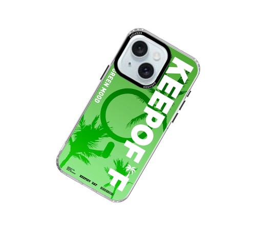 Keep Off iPhone 15 Summer Travel Magsafe Kapak - Green Mood Keep Off iPhone 15 Summer Travel Magsafe Kapak - Green Mood