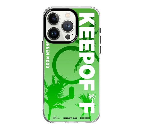 Keep Off iPhone 15 Pro Max Summer Travel Magsafe Kapak - Green Mood Keep Off iPhone 15 Pro Max Summer Travel Magsafe Kapak - Green Mood
