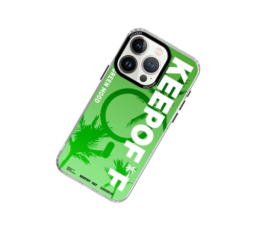 Keep Off iPhone 15 Pro Max Summer Travel Magsafe Kapak - Green Mood Keep Off iPhone 15 Pro Max Summer Travel Magsafe Kapak - Green Mood
