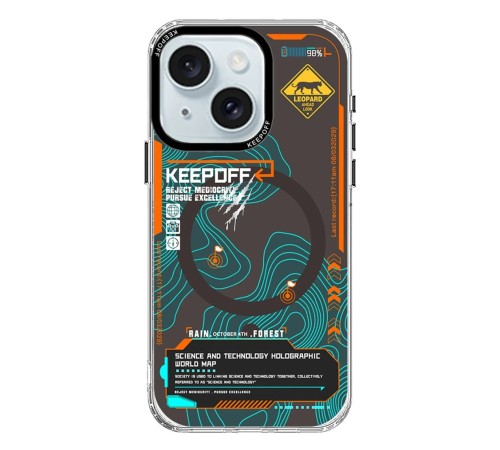 Keep Off iPhone 15 Map Magsafe Kapak - Jungle Keep Off iPhone 15 Map Magsafe Kapak - Jungle