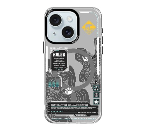 Keep Off iPhone 15 Map Magsafe Kapak - Snowfield Keep Off iPhone 15 Map Magsafe Kapak - Snowfield