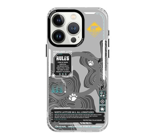 Keep Off iPhone 15 Pro Max Map Magsafe Kapak - Snowfield Keep Off iPhone 15 Pro Max Map Magsafe Kapak - Snowfield