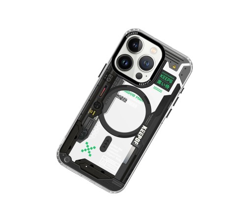 Keep Off iPhone 15 Pro Future Armor Magsafe Kapak - Black Samurai Keep Off iPhone 15 Pro Future Armor Magsafe Kapak - Black Samurai