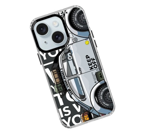 Keep Off iPhone 15 Cross Country Travel Magsafe Kapak - Snow Keep Off iPhone 15 Cross Country Travel Magsafe Kapak - Snow