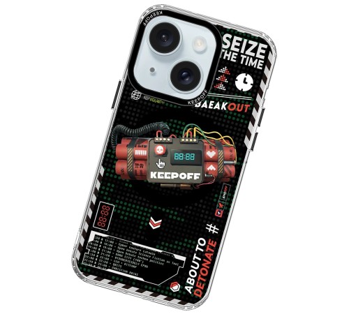 Keep Off iPhone 15 Battlefield Magsafe Kapak - Blasting Keep Off iPhone 15 Battlefield Magsafe Kapak - Blasting