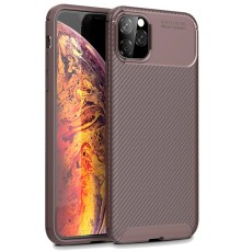 iPhone 11 Pro Kılıf Auto Focus Karbon Kapak - Kahverengi