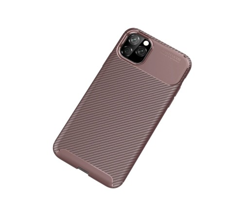 iPhone 11 Pro Kılıf Auto Focus Karbon Kapak - Kahverengi iPhone 11 Pro Kılıf Auto Focus Karbon Kapak - Kahverengi
