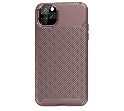 iPhone 11 Pro Kılıf Auto Focus Karbon Kapak - Kahverengi iPhone 11 Pro Kılıf Auto Focus Karbon Kapak - Kahverengi