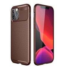 iPhone 12 Pro Max Kılıf Auto Focus Karbon Kapak - Kahverengi