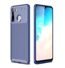 Samsung Galaxy A21 Kılıf Auto Focus Karbon Kapak - Lacivert