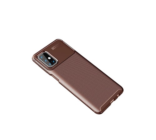 Samsung Galaxy M31S Kılıf Auto Focus Karbon Kapak - Kahverengi