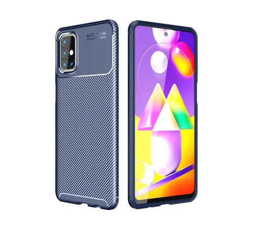 Samsung Galaxy M31S Kılıf Auto Focus Karbon Kapak - Lacivert
