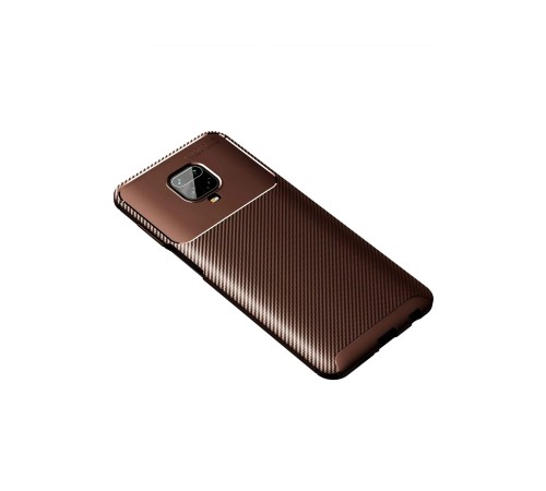 Xiaomi Redmi Note 9 Pro Kılıf Auto Focus Karbon Kapak - Kahverengi