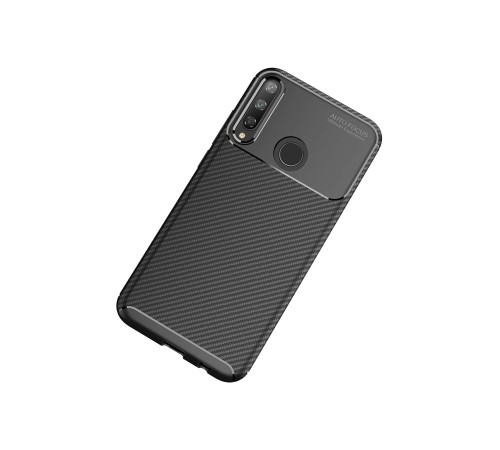 Huawei P40 Lite E Kılıf Auto Focus Karbon Kapak - Siyah