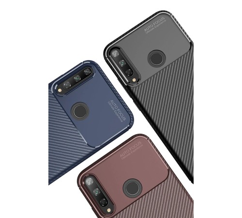 Huawei P40 Lite E Kılıf Auto Focus Karbon Kapak - Siyah