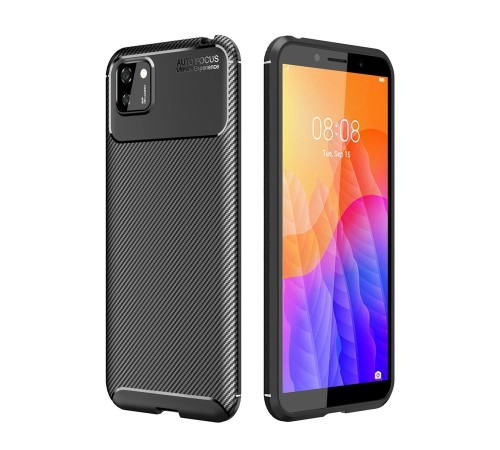 Huawei Y5P Kılıf Auto Focus Karbon Kapak - Siyah