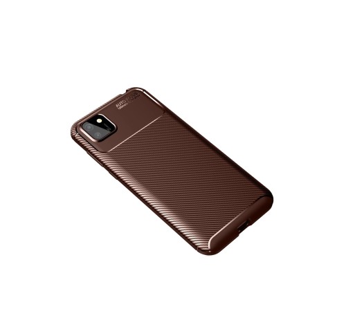 Huawei Y5P Kılıf Auto Focus Karbon Kapak - Kahverengi