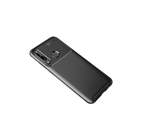 Huawei Y6P Kılıf Auto Focus Karbon Kapak - Siyah