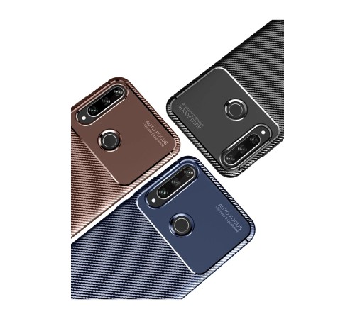 Huawei Y6P Kılıf Auto Focus Karbon Kapak - Siyah