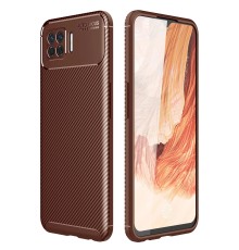 Oppo A73 Kılıf Auto Focus Karbon Kapak - Kahverengi
