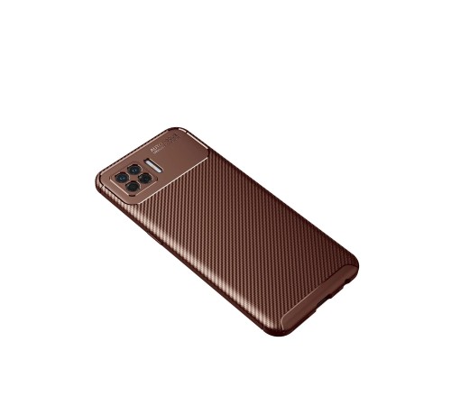 Oppo A73 Kılıf Auto Focus Karbon Kapak - Kahverengi