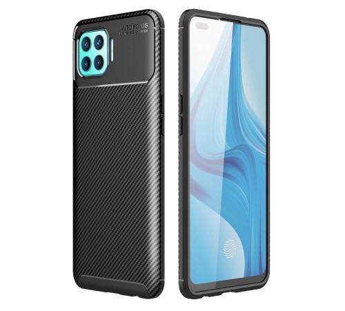 Oppo Reno 4 Lite Kılıf Auto Focus Karbon Kapak - Siyah Oppo Reno 4 Lite Kılıf Auto Focus Karbon Kapak - Siyah