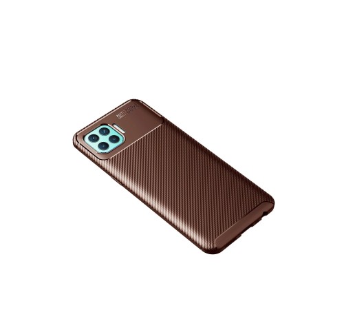 Oppo Reno 4 Lite Kılıf Auto Focus Karbon Kapak - Kahverengi Oppo Reno 4 Lite Kılıf Auto Focus Karbon Kapak - Kahverengi