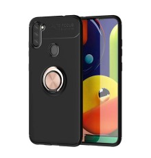 Samsung Galaxy A11 Kılıf Range Yüzüklü Silikon - Siyah-Gold