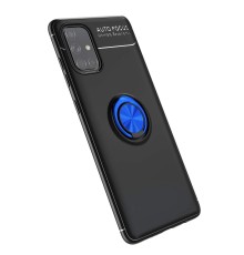 Samsung Galaxy A71 Kılıf Range Yüzüklü Silikon - Siyah-Mavi