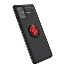 Samsung Galaxy A71 Kılıf Range Yüzüklü Silikon - Siyah-Kırmızı