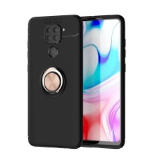 Xiaomi Redmi Note 9 Kılıf Range Yüzüklü Silikon - Siyah-Gold