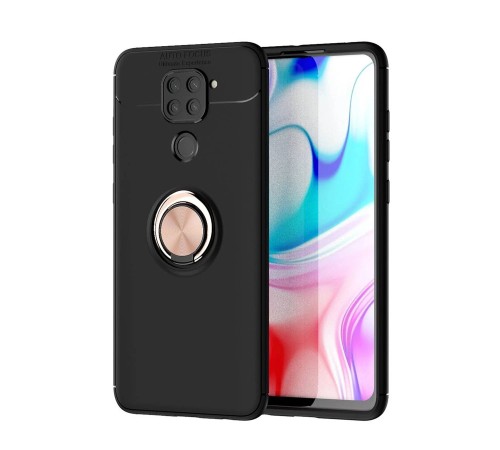 Xiaomi Redmi Note 9 Kılıf Range Yüzüklü Silikon - Siyah-Gold Xiaomi Redmi Note 9 Kılıf Range Yüzüklü Silikon - Siyah-Gold