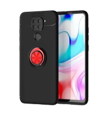 Xiaomi Redmi Note 9 Kılıf Range Yüzüklü Silikon - Siyah-Kırmızı