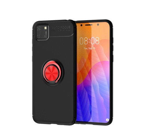 Huawei Y5P Kılıf Range Yüzüklü Silikon - Siyah-Kırmızı Huawei Y5P Kılıf Range Yüzüklü Silikon - Siyah-Kırmızı