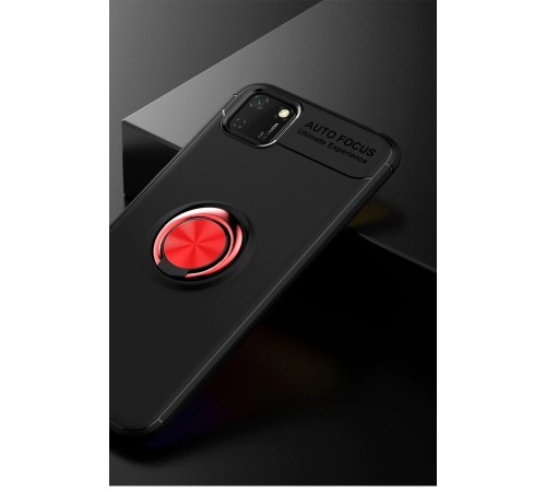 Huawei Y5P Kılıf Range Yüzüklü Silikon - Siyah-Kırmızı Huawei Y5P Kılıf Range Yüzüklü Silikon - Siyah-Kırmızı