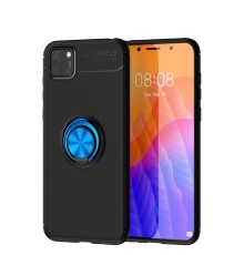 Huawei Y5P Kılıf Range Yüzüklü Silikon - Siyah-Mavi