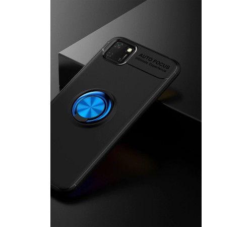 Huawei Y5P Kılıf Range Yüzüklü Silikon - Siyah-Mavi Huawei Y5P Kılıf Range Yüzüklü Silikon - Siyah-Mavi