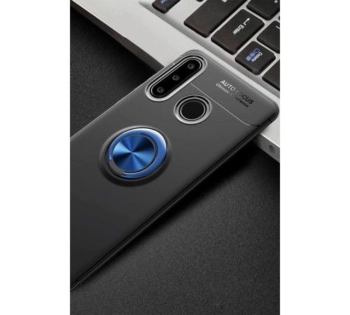 Huawei Y6P Kılıf Range Yüzüklü Silikon - Siyah-Mavi
