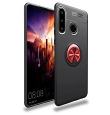 Huawei Y6P Kılıf Range Yüzüklü Silikon - Siyah-Kırmızı